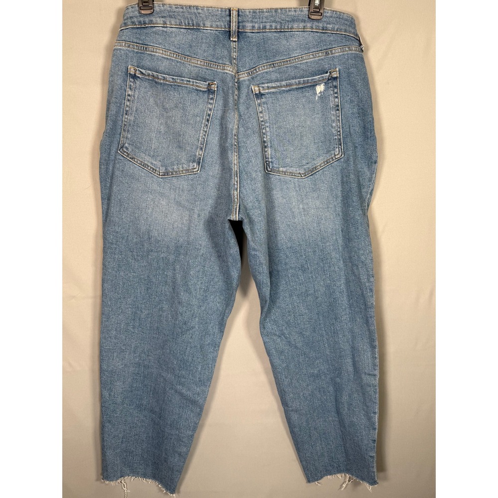 Old Navy OG Straight High Rise Ankle Jeans 20 Medium Light Wash Distressed NEW - Picture 9 of 11